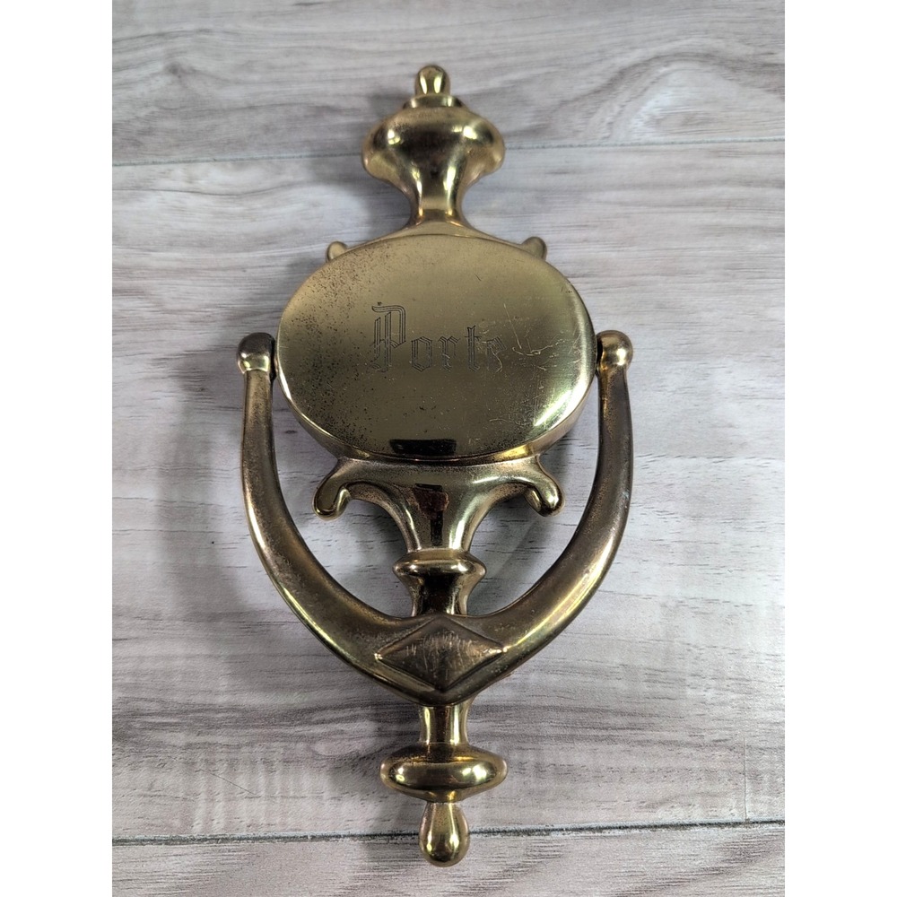Vintage Solid Brass Door Knocker 8" h x 4" w "Porte"